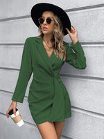 Slim Long Sleeve Pleated Business Blazer Dress Wholesale Dresses