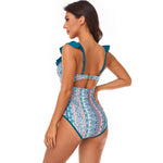 Ruffled Sleeveless Cutout Low-Cut Triangle One-Piece Swimsuit Wholesale Women'S Clothing