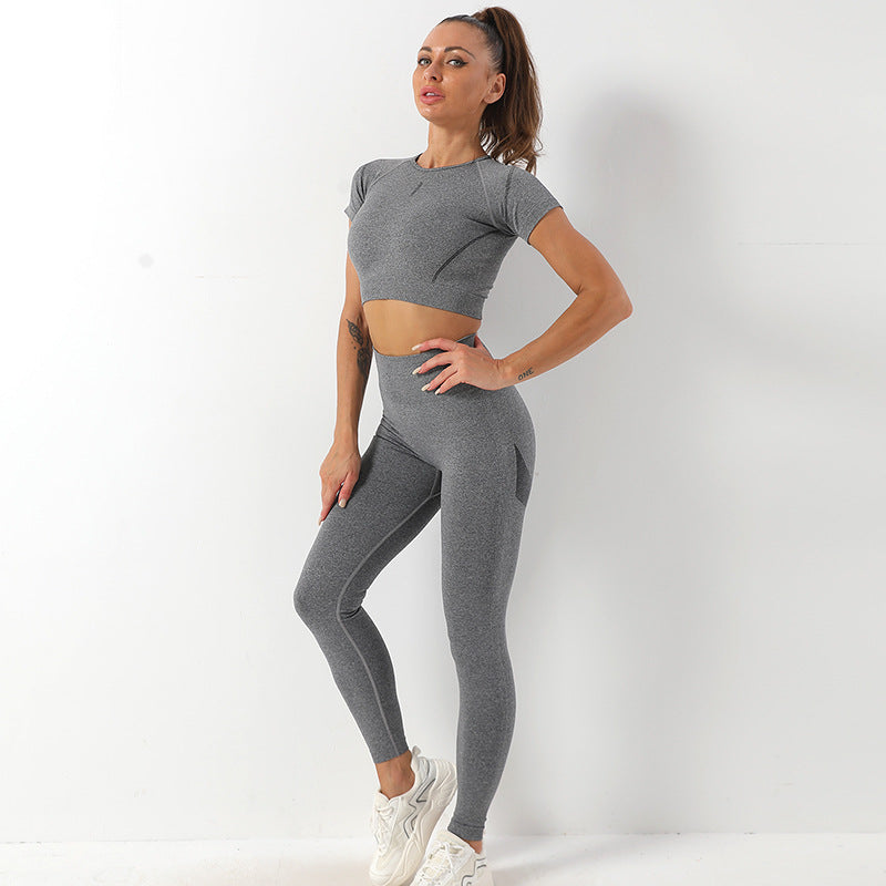 Running Fitness T Shirts & Leggings Seamless Yoga Suits Wholesale Activewear Sets