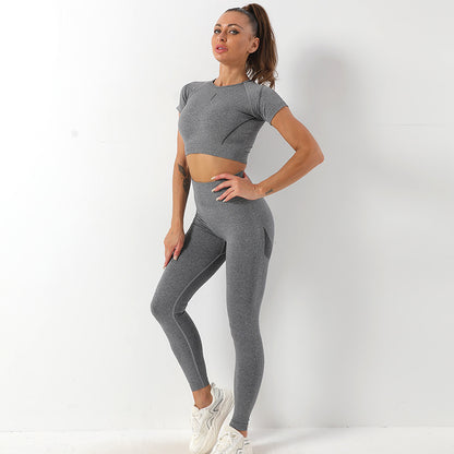 Running Fitness T Shirts & Leggings Seamless Yoga Suits Wholesale Activewear Sets