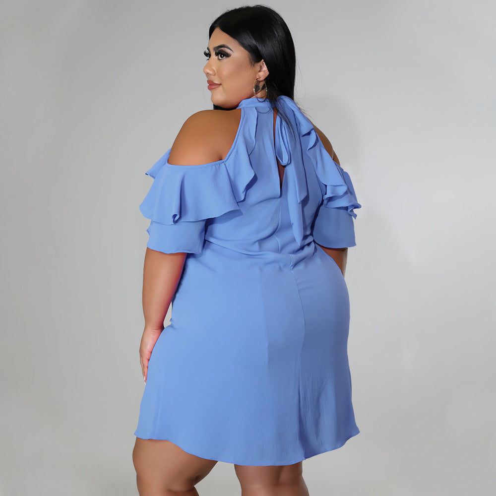 Off Shoulder Ruffled Curvy Dresses Wholesale Plus Size Clothing