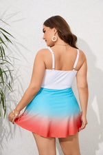 Wholesale Women'S Plus Size Clothing Sunflower Print Color Block Two-Piece Swimsuit