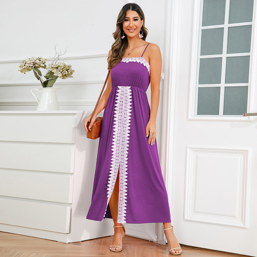 Sexy Solid Color Slim-Fit Elegant Sling A-Line Dress Wholesale Maxi Dresses