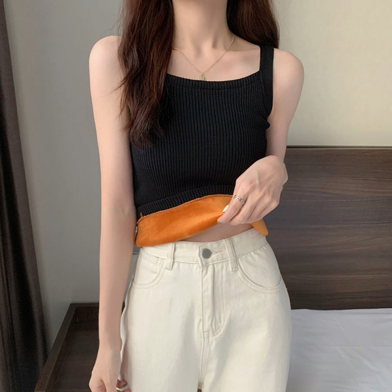 Sexy Solid Color Slim Fit Knitted Camisole Wholesale Womens Tops