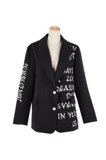 Letter Print Long Sleeve Lapel Suit Button Blazer Wholesale Womens Tops