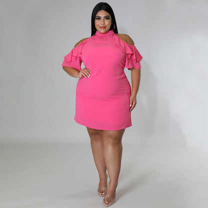 Off Shoulder Ruffled Curvy Dresses Wholesale Plus Size Clothing