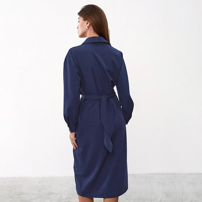 Long Sleeve Mid-Length Casual Waist Shirtdress Wholesale Shirt Dresses