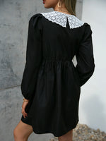 Long Sleeve Lace Collar Contrast Color Retro Dress Wholesale Dresses