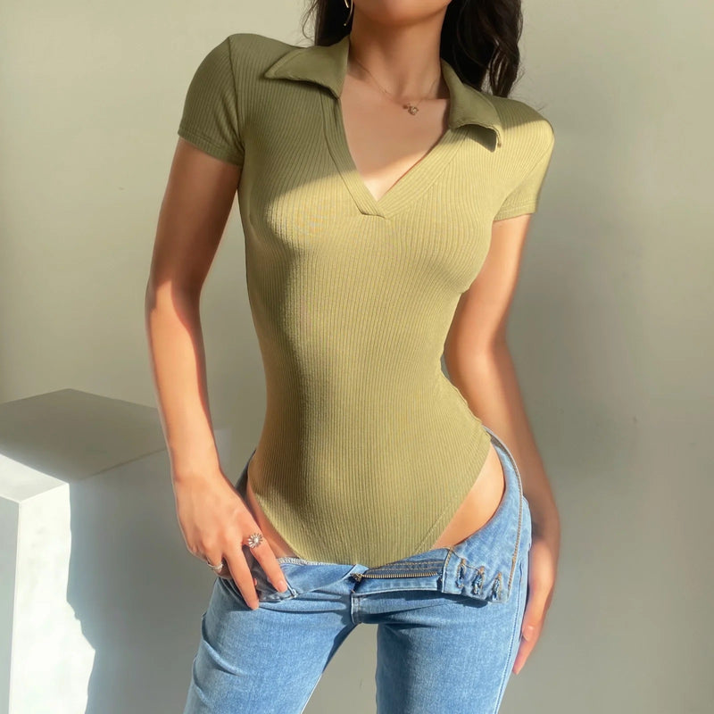 POLO Collar Short Sleeve Bottoming T-Shirt Wholesale Bodysuits