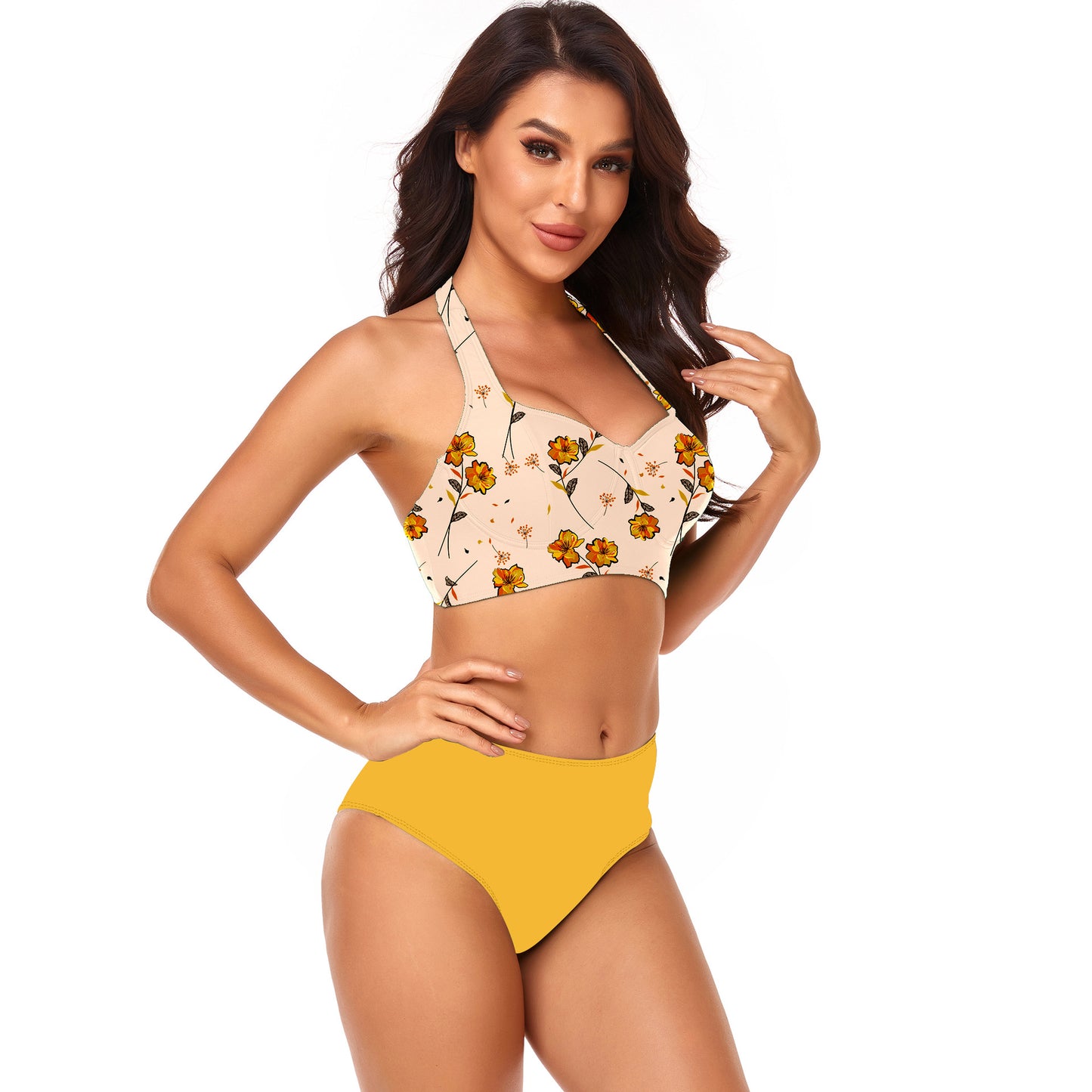 High Waist Bikini Sets Printed 2pcs Swimsuit Wholesale Womens Swimwear