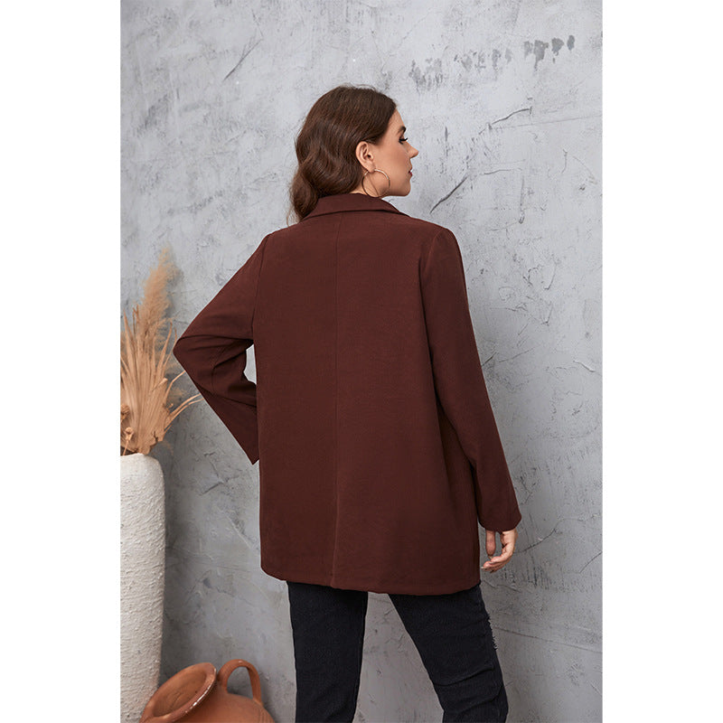 Wholesale Women'S Plus Size Clothing Casual Slim Commuter Long Sleeve Solid Color Blazer