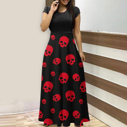 Halloween Print O Neck Casual Dress Wholesale Maxi Dresses