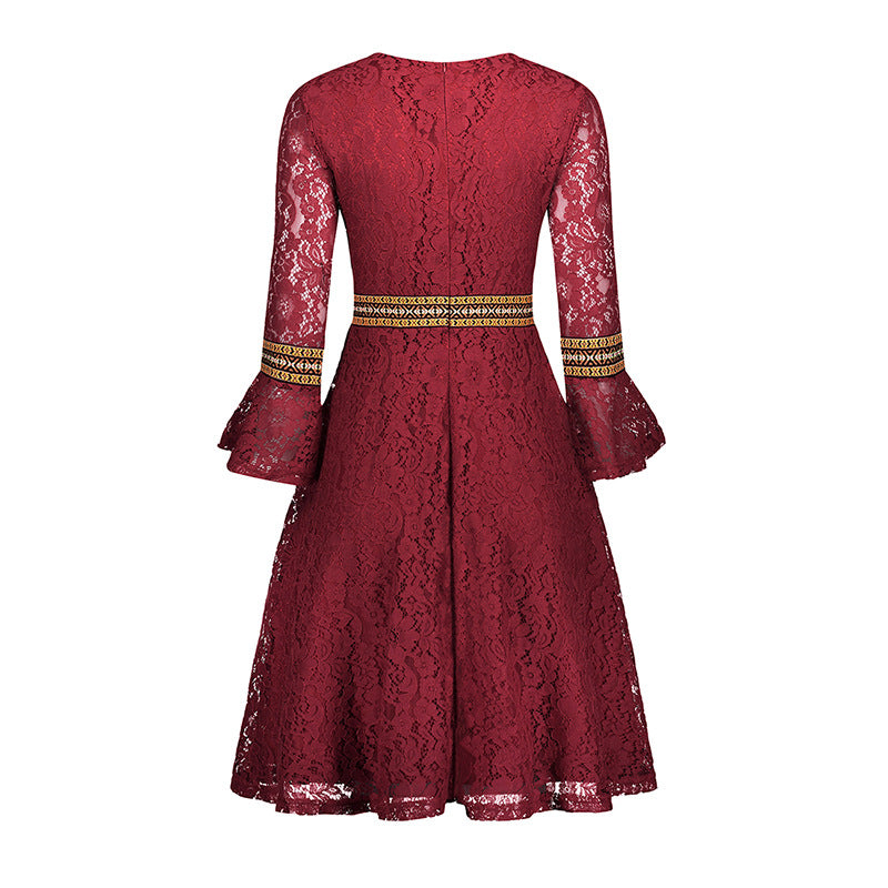 3/4 Sleeve Business Elegant A-Line Lace Dress Wholesale Dresses