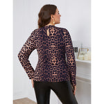 Wholesale Women'S Plus Size Clothing Leopard Print Slim Long Sleeve Pullover Versatile Blouses