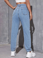 Fashion Personality Ripped Denim Straight-Legged Pants Wholesale Jeans