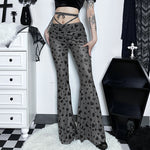 Personalized Slimming Love Print Design Lace-Up Flared Pants Wholesale Women Pants