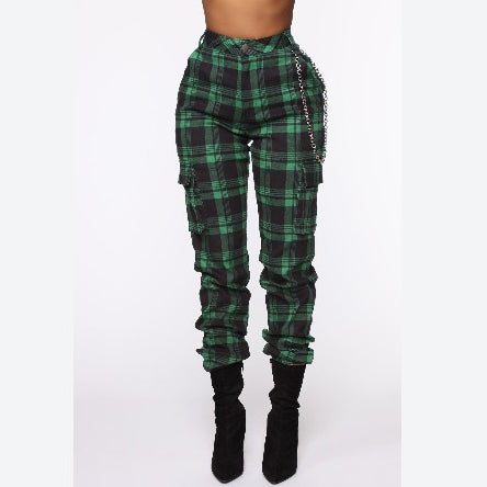 Harlan Checkered Casual Pants With Chain Accessories Wholesale Sweatpants Womens