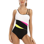 Sport Style One Piece Swimwears Triangle Colorblock Backless Swimsuit Vendors Wholesale