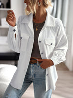 Corduroy Casual Lapel Loose Long Sleeve Solid Color Coat Wholesale Women Clothing