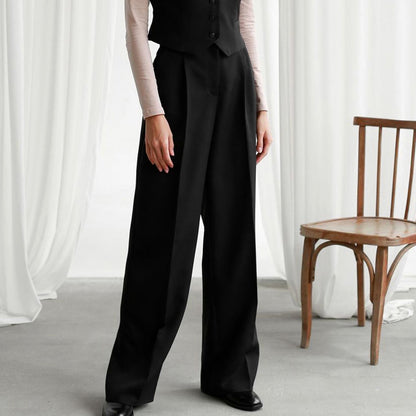 Solid Color High Waist Business Women Wide Leg Trousers Wholesale Pants