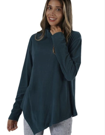 Solid Color Pile Collar Long Sleeve Tunic Top Wholesale Womens Tops