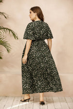 Casual V-Neck Print Dress Short Sleeve Loose Chiffon Plus Size Wholesale Dresses