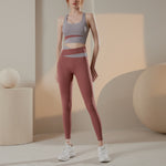 Colorblock Sport Tops & High Waist Hip Lifting Leggings Yoga Suits Wholesale Activewear Sets SON562748