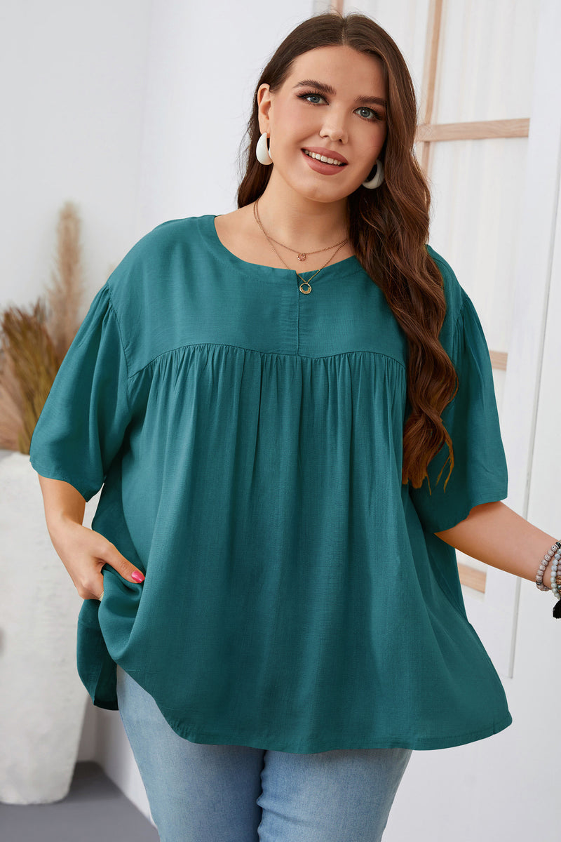 Casual Crew Neck Solid Color Top Short Sleeve Wholesale Plus Size Clothing