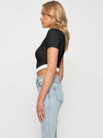 Colorblock Short-Sleeve Ultra-Short T-Shirt Ribbed Crop Top Wholesale Womens Tops