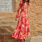 Floral Lace Commuter V-Neck Long-Sleeved Long-Sleeved Dress Wholesale Dresses