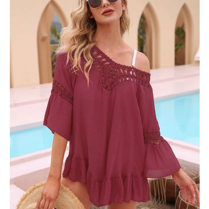 Vacation Dress Beach Blouse Ruffled Design Casual Dress Day Wholesale