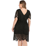 Round Neck Short Sleeve Lace Elegant Curvy Dresses Wholesale Plus Size Clothing