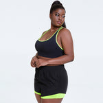 Fitness 2pcs Curvy Workout Clothes Colorblock Sport Bra & Shorts Wholesale Plus Size Clothing