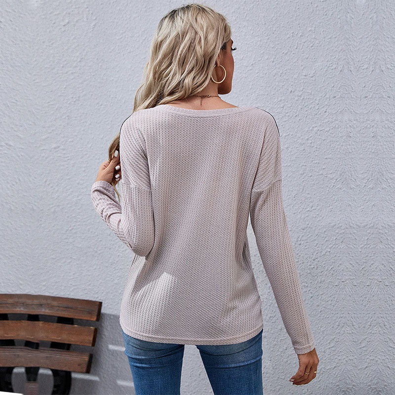Leopard Print Knit Blouse Long Sleeve Sweater Shirts Wholesale Women Tops