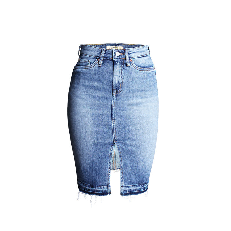 Women's Summer Denim Skirt High Split Button Front Casual Wholesale Jeans Skirts
