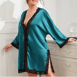 V-Neck Loose Casual Pajamas Womens Satin Night-Robe Wholesale Plus Size Loungewear Home Wear