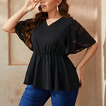 Mesh Short Sleeve Women Curvy Tunic Tops Wholesale Plus Size Clothing
