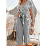 Loose Wide-Leg Casual High Waist Cropped Jump Suit Wholesale Jumpsuits