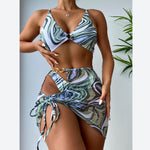 Floral Print 3pcs Sets Sexy Bikini Split Swimsuits Wholesale Womens Swimwear