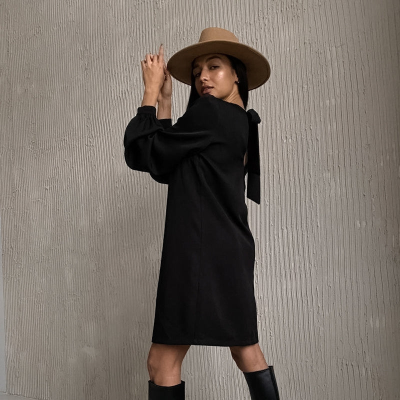 Commuting Long-Sleeved Solid Color Loose Temperament Niche Dress Wholesale Dresses