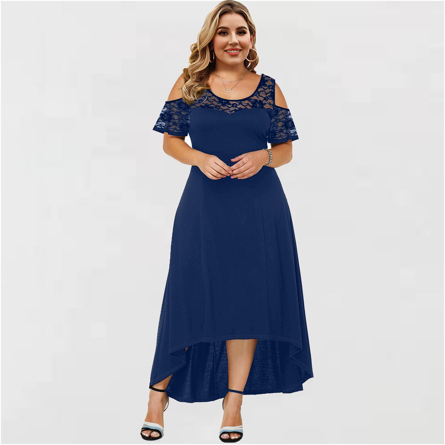 Off Shoulder Women Curvy Maxi Dresses Wholesale Plus Size Clothing