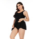 Plus Size Tankini Dress 2pcs Sets Solid Color Curvy Split Swimsuits Wholesale Womens Swimwear