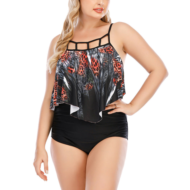 Cutout Tankinis Triangle Trendy Printed Curvy Split Swimsuits Wholesale Womens Swimwear