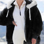 Fashion Plush Hooded Jacket Zipper Loose Solid Color Warm Winter Wholesale Womens Coats With Pockets