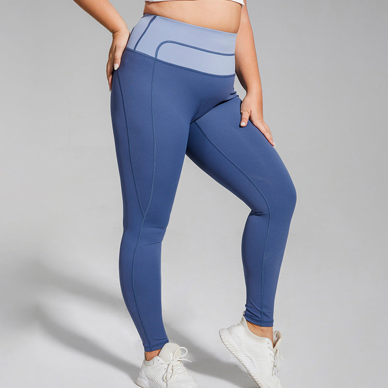 Colorblock High Waist Hip Lift Yoga Sport Leggings Wholesale Plus Size Clothing