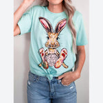 Women Fashion Happy Easter Rabbit Print Wholesale Summer T-shirts Tops