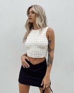 Fashion Bubble Grid Sleeveless Vest Slim Crew Neck Solid Color  Wholesale Crop Tops