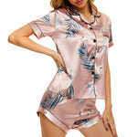Printed Satin Shirts & Shorts Casual 2pcs Suits Homewear Womens Pajamas Wholesale Loungewear Sets