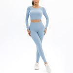 Knit Backless Short Tops & Leggings Seamless Yoga Suits Wholesale Activewear Sets