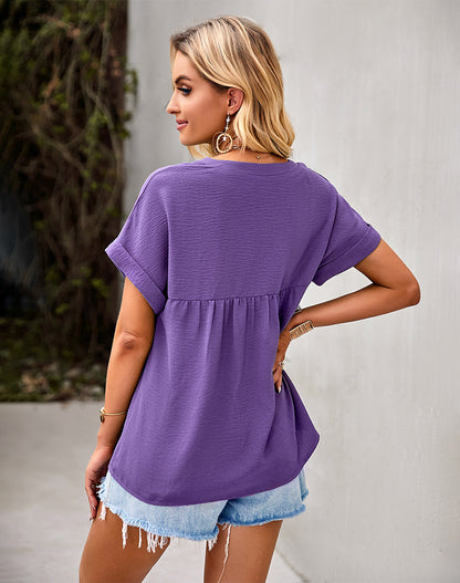 Solid Color Short Sleeve T-Shirts Wholesale Womens Tops